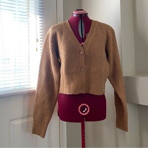 Topshop Women's Tan Button-Up Sweater